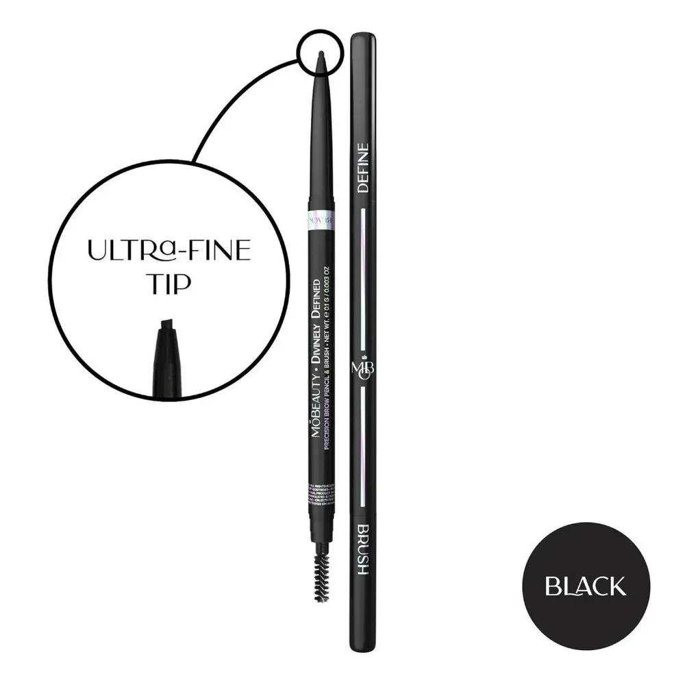 MO BEAUTY Divinely Defined – Precision Brow Pencil & Brush (BLACK)‎ NEW & SEALED